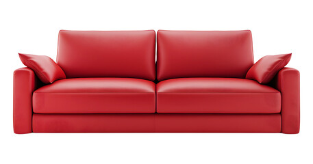Fototapeta premium Modern red sofa isolated on transparent background.