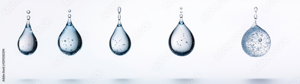 Poster captivating water drops with bubbles in a serenity setting