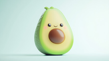 A charming, chubby 3D avocado icon with a round shape, smooth edges, and a friendly smile, set against a clear background. Its vibrant green color adds a playful touch.