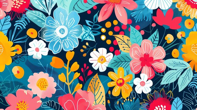 A colorful and vibrant floral pattern.