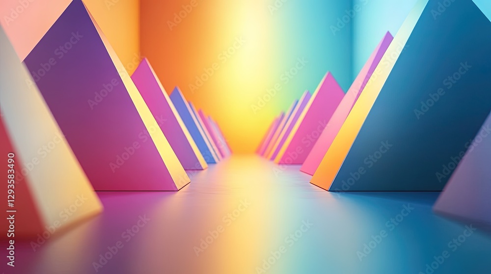 Aufkleber 3d pyramids arranged in an endless loop, vibrant colors blending into each other