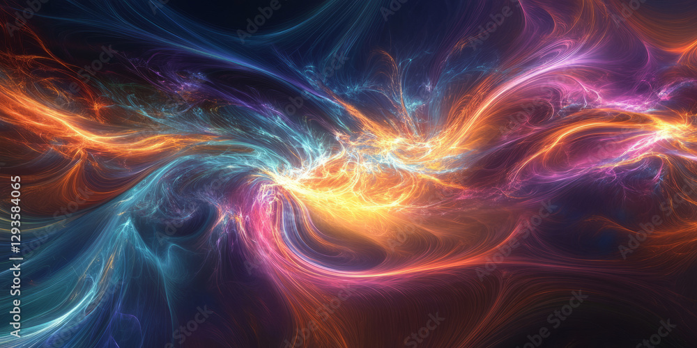 Poster a surreal abstract background with intricate holographic waves, softly shifting through a seamless d
