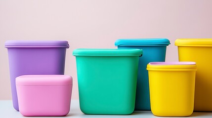 Colorful Storage Containers in Various Sizes for Organization