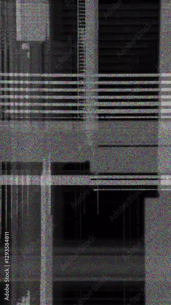 Poster vertical error screen with noise texture glitch for futuristic phone content and edgy video editing