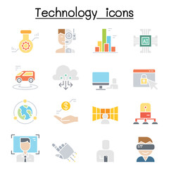 Innovation, Future technology icon set in thin line style