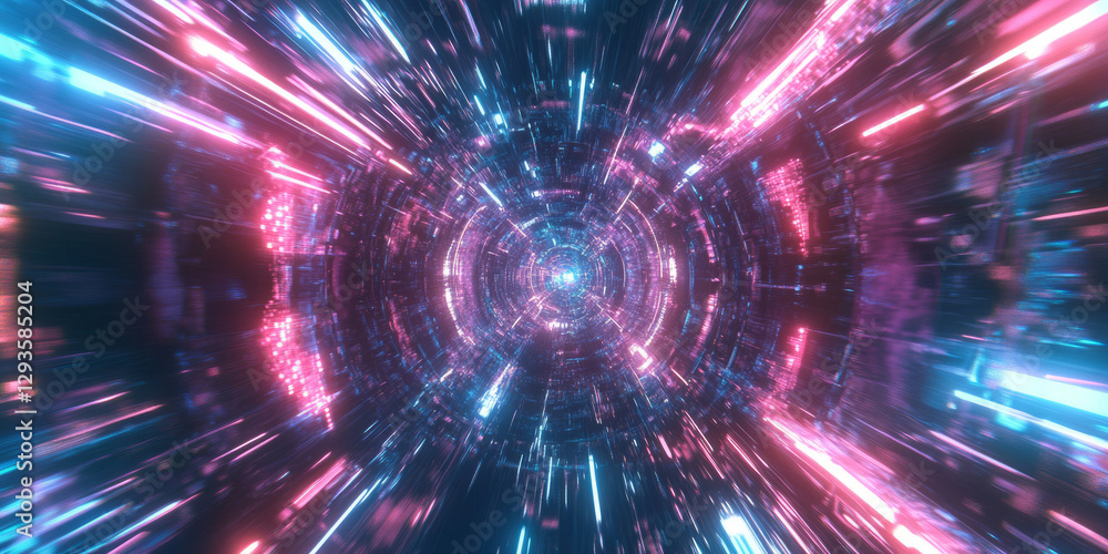 Poster a futuristic abstract background featuring an intricate network of glowing, interconnected digital m