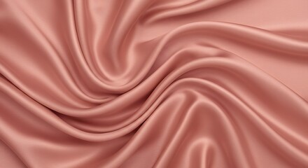 Rose Gold Draped Fabric Texture Soft Waves and Folds of Luxurious Silk Satin Material
