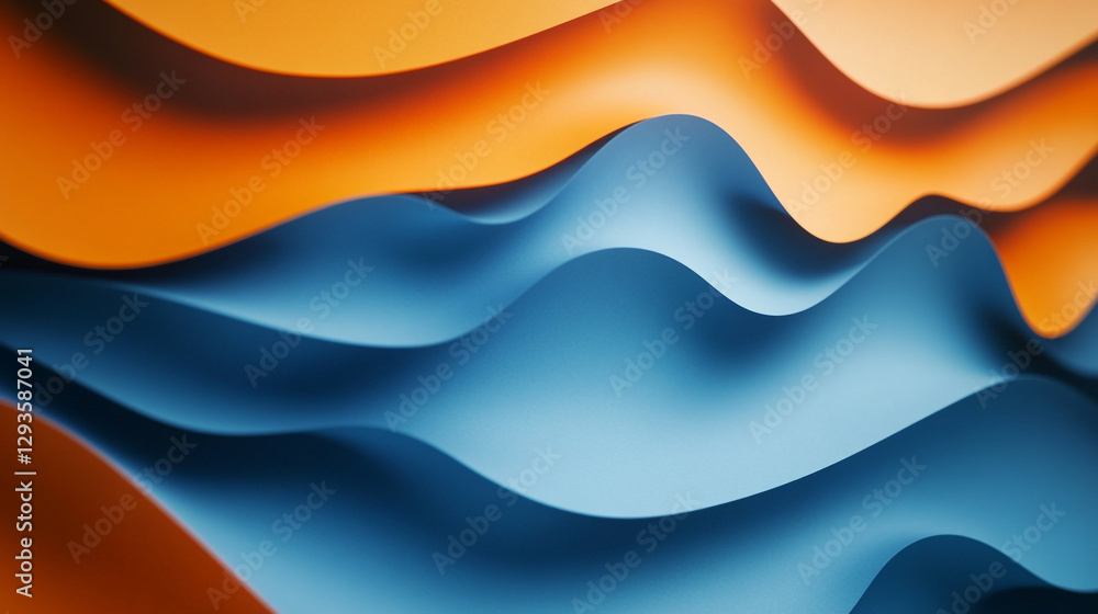 Aufkleber abstract blue and orange wave pattern background design illustration art fold waves curve color pape