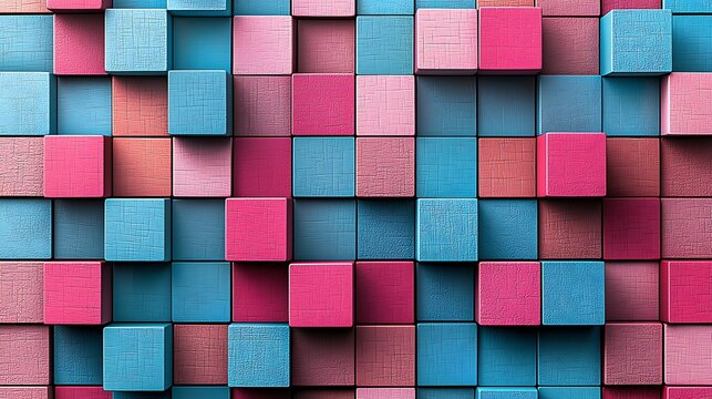Abstract pink and blue cube texture background