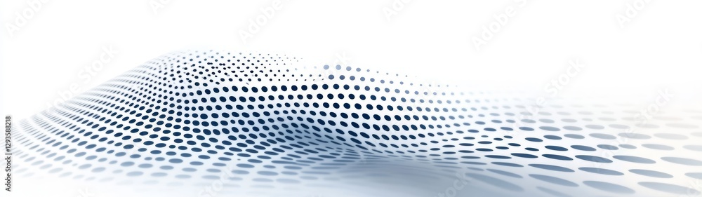 Poster abstract blue wave pattern with dots on white background