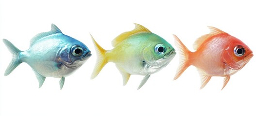 Fototapeta premium Colorful tropical fish swimming in a row