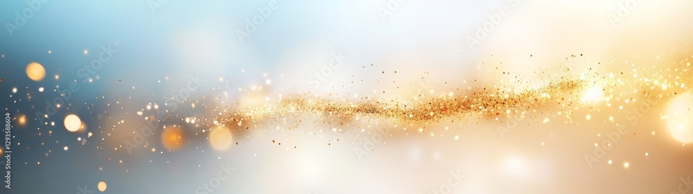 Aufkleber sparkling gold and blue abstract background with soft bokeh lights