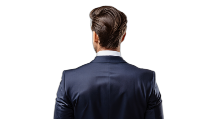 The back view of a businessman in suit