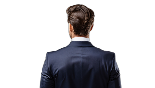 The back view of a businessman in suit