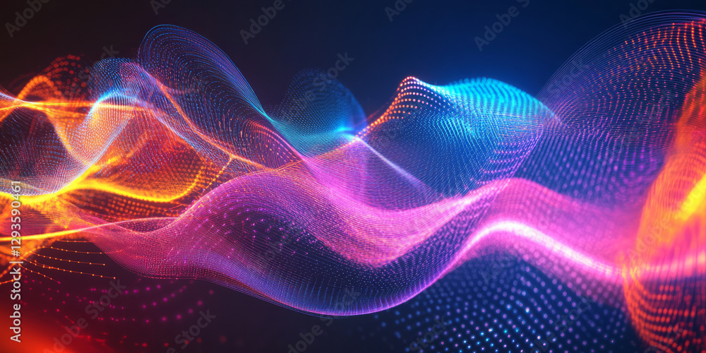 Poster a mesmerizing abstract background featuring pulsating layers of neon energy weaving through a futuri