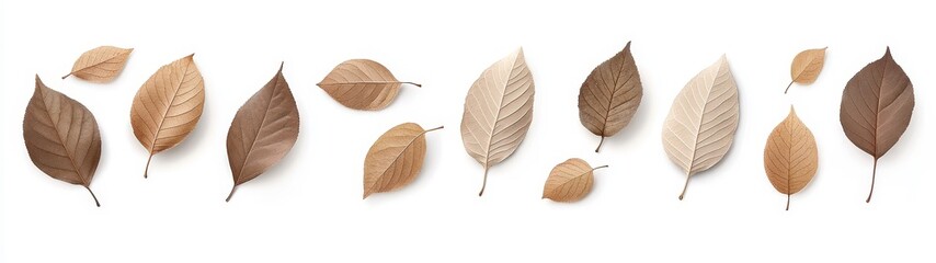 Obraz premium Variety of Natural Leaves in Different Shades of Brown and Beige
