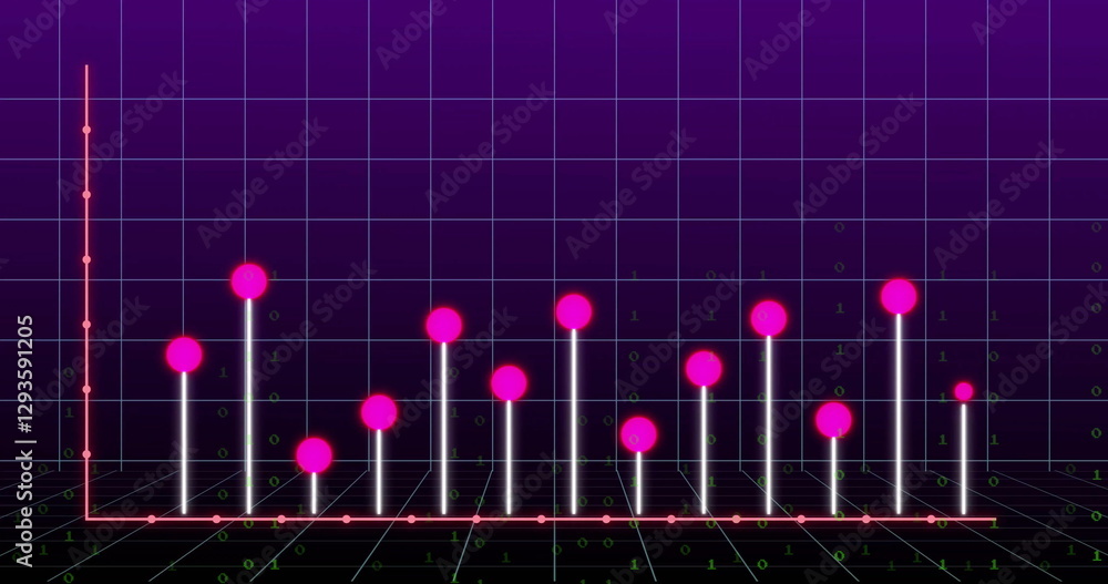 Poster image of diagram and data processing on blue background