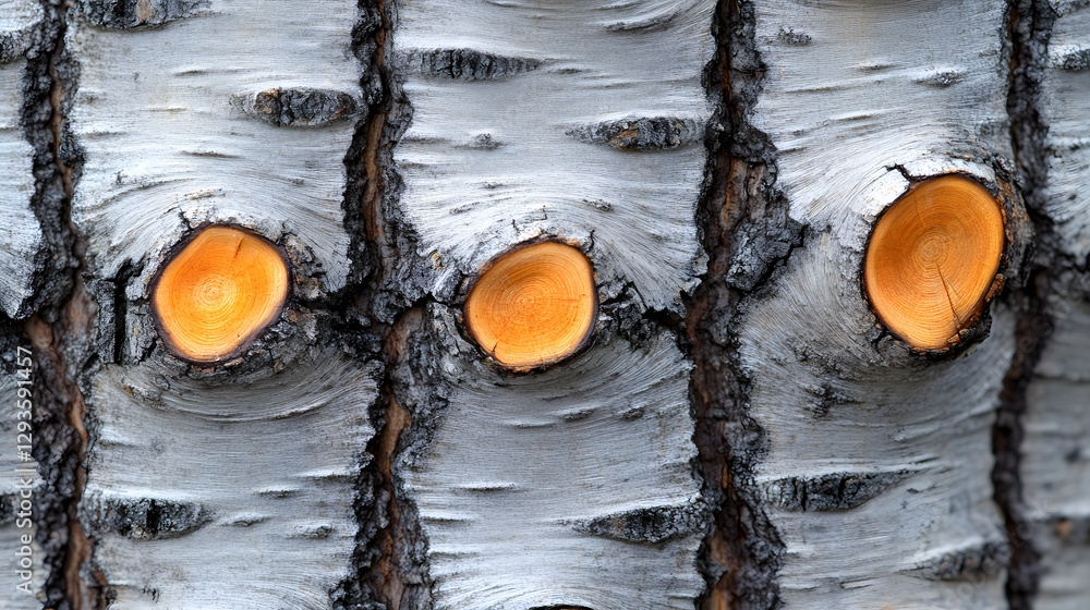 Poster aspen bark texture: a close-up view of aspen tree bark, showcasing the intricate patterns and textur