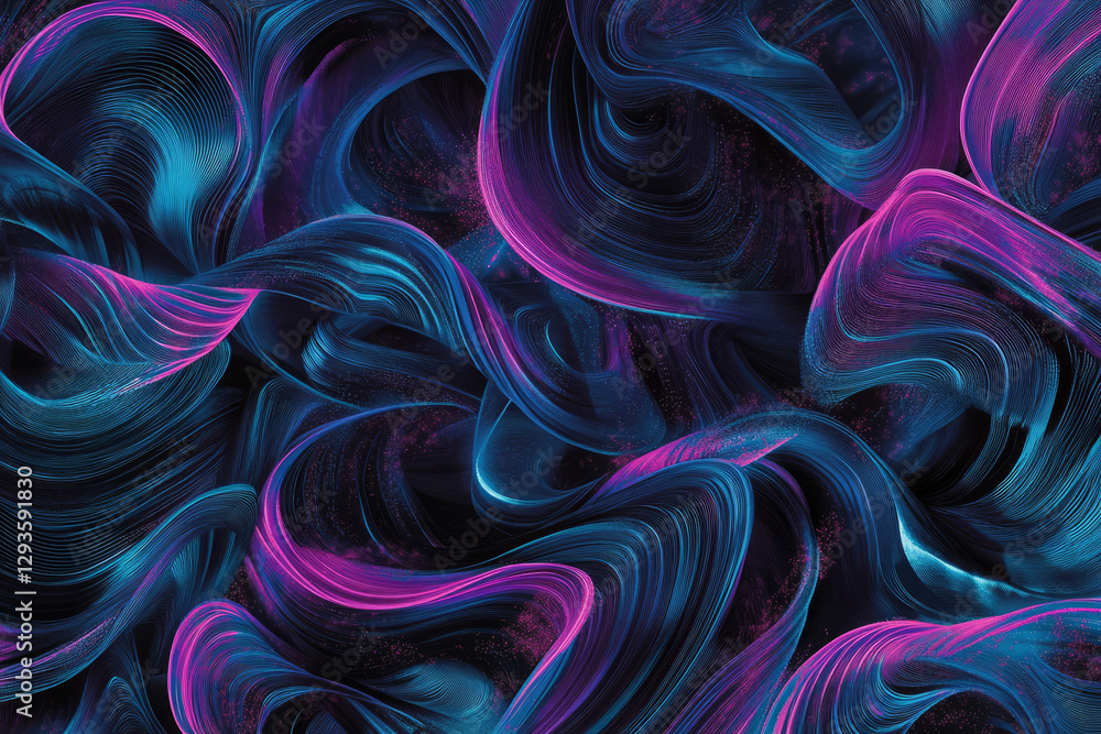 Poster a mesmerizing futuristic background with interwoven strands of luminous data flowing through a cyber