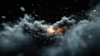 Abstract cloud explosion digital art, artistic depiction,  dynamic background, suitable for science fiction,  movie posters, or album covers