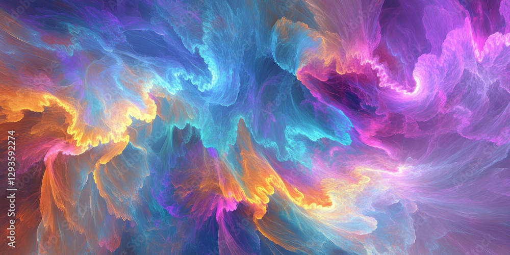 Aufkleber a visually stunning abstract background with a vibrant explosion of radiant neon hues, dynamically b