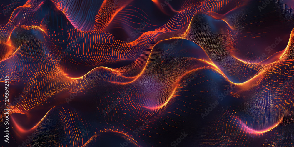Poster a mesmerizing futuristic ai-driven energy field, composed of glowing cybernetic neon waves, pulsatin