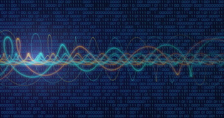 Image of digital data processing over black background