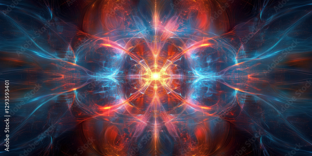 Poster a glowing futuristic ai-driven quantum energy core, radiating pulsating cybernetic light, swirling h