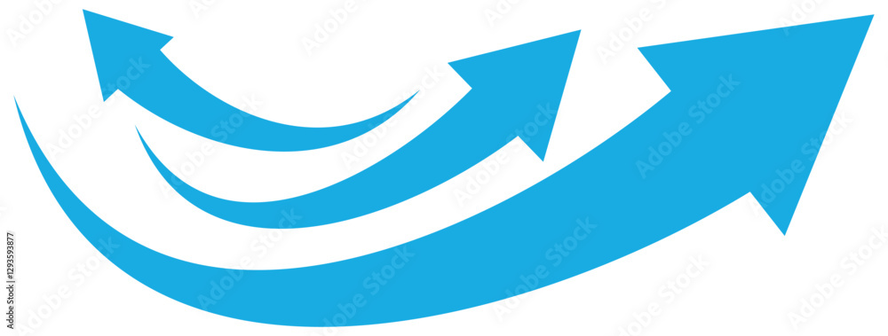 Poster set long blue curve arrow icon vector . blue curve arrow icon. long arrow icon set. curve arrow vect