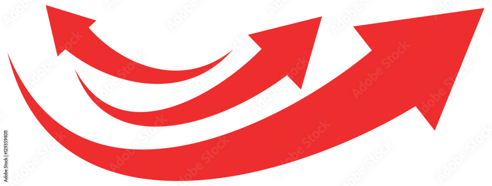 Poster red curve arrow icon on white background. flat style. arrow icon for your web site design, logo, app