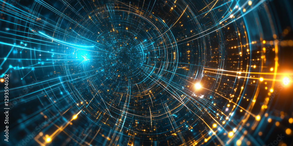 Poster a mesmerizing futuristic ai-driven interstellar communication system, displaying glowing cybernetic 