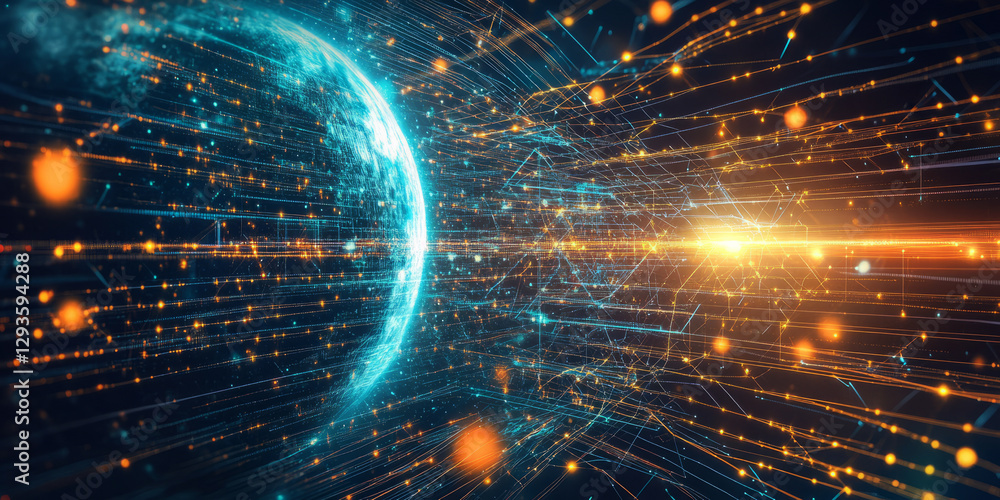 Aufkleber a futuristic ai-driven personalized space tourism system, displaying glowing cybernetic deep-space t