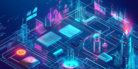 A glowing futuristic AI-powered climate engineering system, featuring cybernetic weather modification pathways, pulsating holographic atmospheric CO2 capture grids, and swirling quantum-enhanced