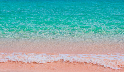 Paradise calm sea shore waves on the sandy  tropical island beach beauty of nature seascape background texture 