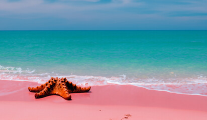 starfish on the beach turquoise clean sea water seascape  background web design banner advertisement travel destination relax holiday meditation backdrops 