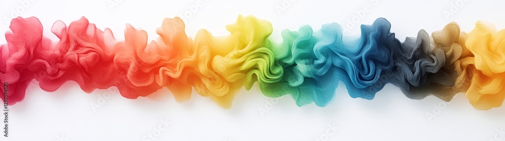 Poster colorful waves of soft fabric in rainbow gradient displayed horizontally