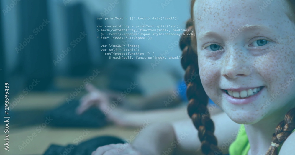 Poster image of data processing over diverse schoolchildren using computers