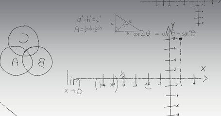 Naklejka premium Image of mathematical equations on gray background