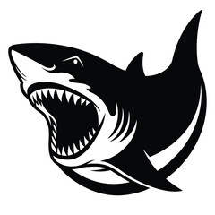 Angry Shark Icon – Fierce and Bold Ocean Predator Illustration