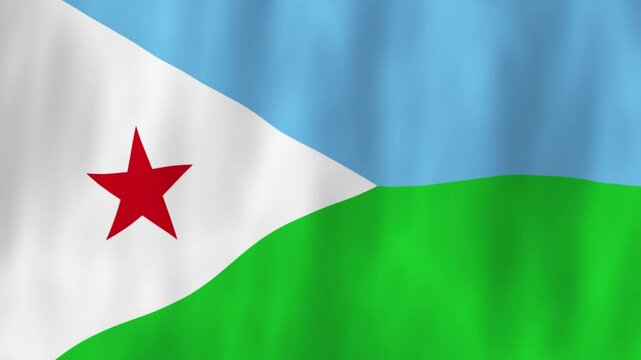 Djibouti flag country animation 3D symbol design waving in wind movement national patriotism world culture emblem banner Horn of Africa Somali red star blue green white
