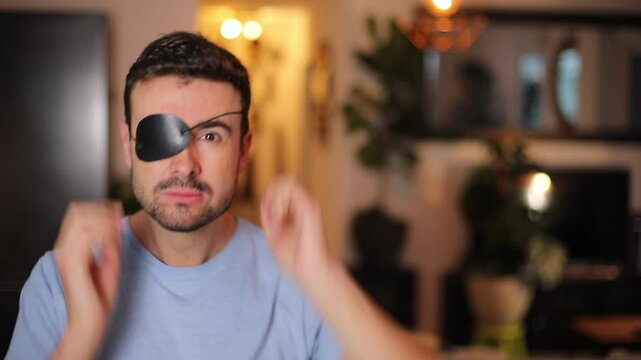 Attractive man wearing an eyepatch 