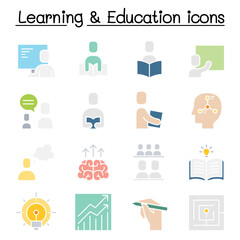 Education & Learning icon set in thin line style