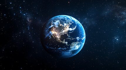 Obraz premium Earth Night Scene with City Lights