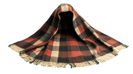 Cozy plaid blanket draped invitingly, perfect for fall and winter use in a warm living space