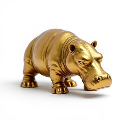 Fototapeta premium Handcrafted Gold Pygmy Hippopotamus Sculpture – Exquisite Artisan Figurine