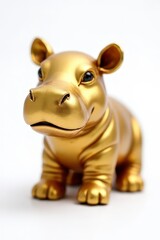 Fototapeta premium Handcrafted Gold Pygmy Hippopotamus Sculpture – Exquisite Artisan Figurine