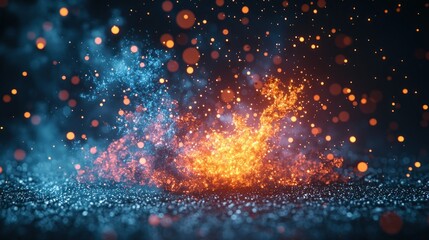 Obraz premium Fiery Sparks Clashing on Glittering Surface