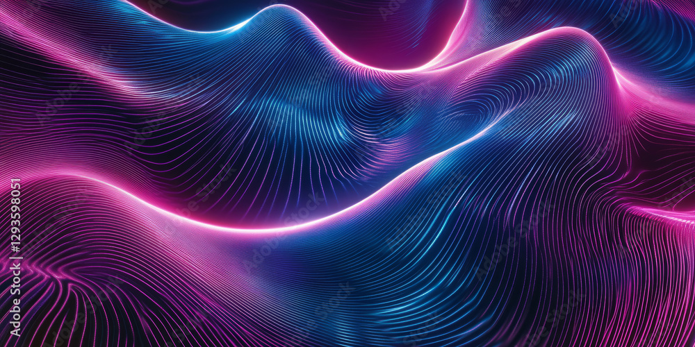 Poster a hyper-futuristic abstract background featuring swirling currents of quantum energy, forming glowin