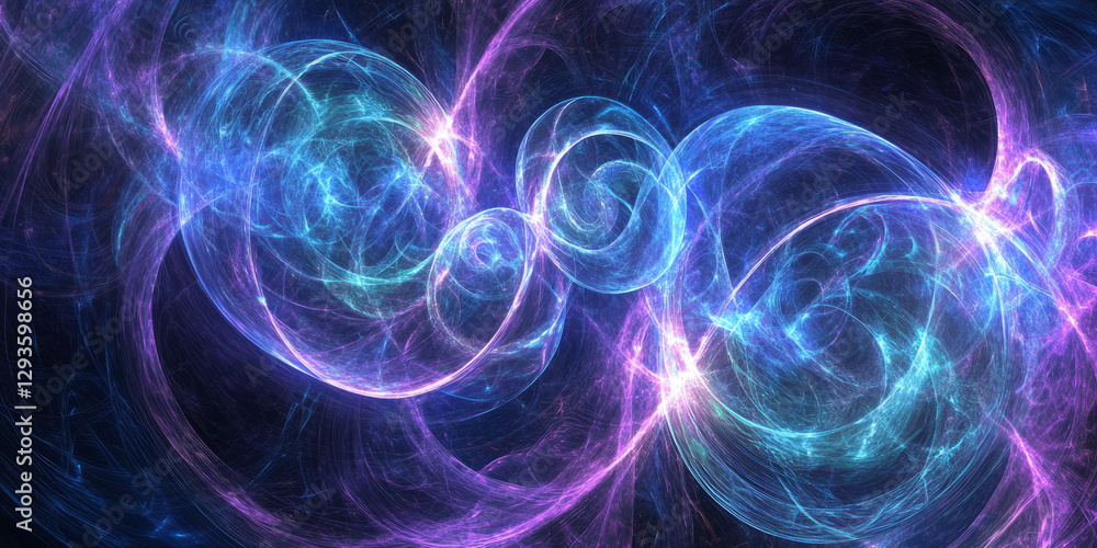 Poster a visually striking abstract background featuring intricate concentric waves of glowing light, dynam