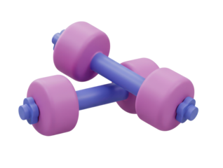 Pair of gym dumbbells isolated on transparent background
